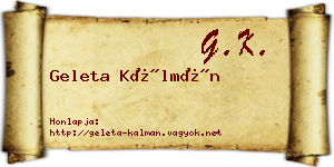 Geleta Kálmán névjegykártya